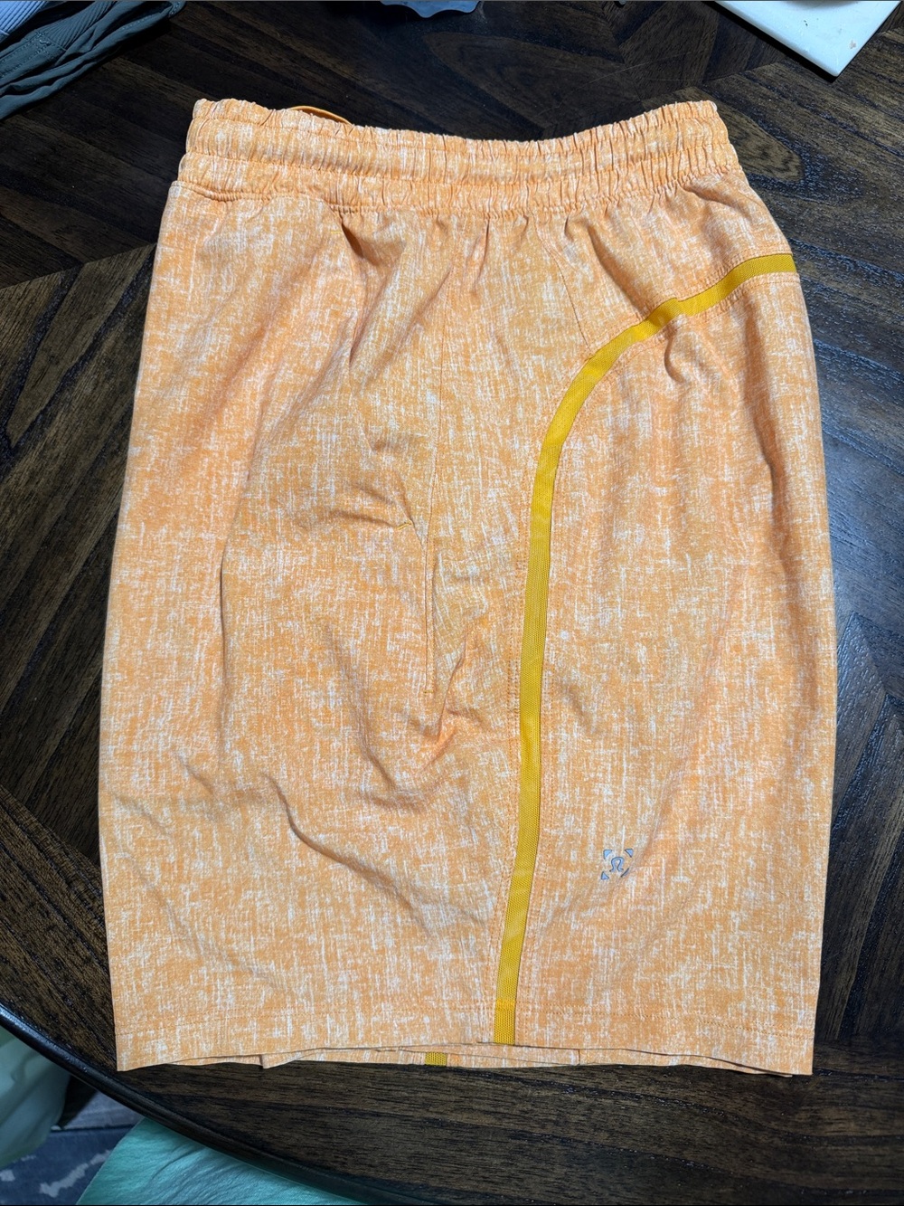 lululemon athletica Orange Athletic Shorts with Yellow Trim